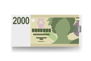 Çek Koruna Vektör İllüstrasyonu. Çek Cumhuriyeti 'nin parası tomarla para biriktirdi. Kağıt parası 2000 CZK. Düz stil. Beyaz arka planda izole edilmiş. Basit minimal tasarım.