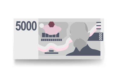 Çek Koruna Vektör İllüstrasyonu. Çek Cumhuriyeti 'nin parası tomarla para biriktirdi. Kağıt para 5000 CZK. Düz stil. Beyaz arka planda izole edilmiş. Basit minimal tasarım.
