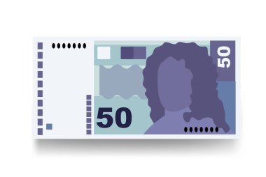 Hırvat Kuna Vektör İllüstrasyonu. Hırvatistan 'ın parası tomarla para biriktirdi. Kağıt para 50 HRK. Düz stil. Beyaz arka planda izole edilmiş. Basit minimal tasarım.