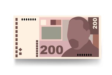 Hırvat Kuna Vektör İllüstrasyonu. Hırvatistan 'ın parası tomarla para biriktirdi. Kağıt para 200 HRK. Düz stil. Beyaz arka planda izole edilmiş. Basit minimal tasarım.
