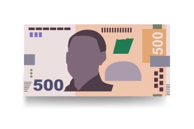 Ukrayna Hryvnia Vektör İllüstrasyonu. Ukrayna parası tomarla para ayarladı. Kağıt para 500 UAH. Düz stil. Beyaz arka planda izole edilmiş. Basit minimal tasarım.