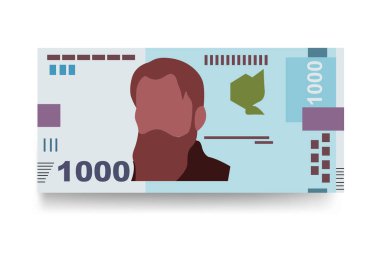 Ukrayna Hryvnia Vektör İllüstrasyonu. Ukrayna parası tomarla para ayarladı. Kağıt para 1000 UAH. Düz stil. Beyaz arka planda izole edilmiş. Basit minimal tasarım.