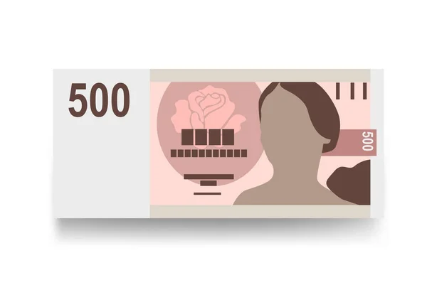 Cseh Korona Vektor Illusztráció Cseh Köztársaság Készpénz Kötegelt Bankjegyek 500 — Stock Vector