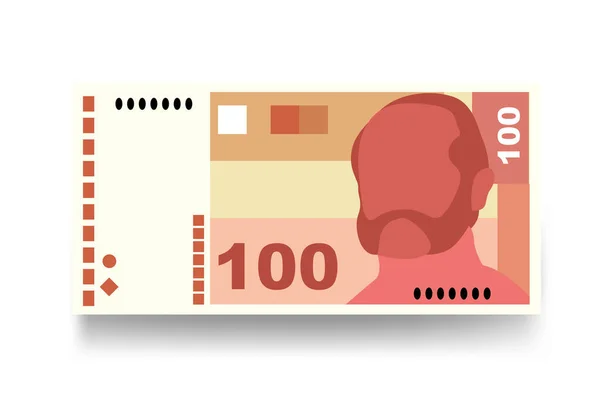 克罗地亚语Kuna矢量图解 克罗埃西亚银包钞票 纸币100韩元 平淡的风格 被白色背景隔离 最简单的设计 — 图库矢量图片