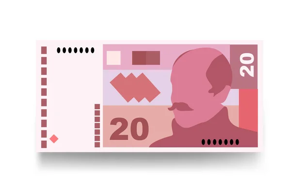 Croatian Kuna Vector Illustration Croatia Money Set Bundle Banknotes Paper — Stock Vector