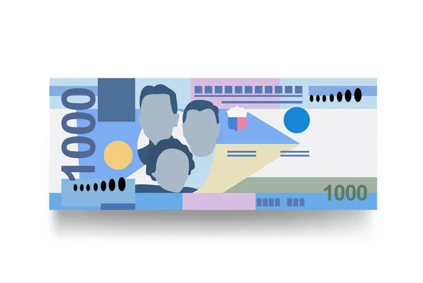 菲律宾比索矢量图解 菲律宾货币组合捆扎钞票 纸钞1000 Php 平淡的风格 被白色背景隔离 最简单的设计 — 图库矢量图片
