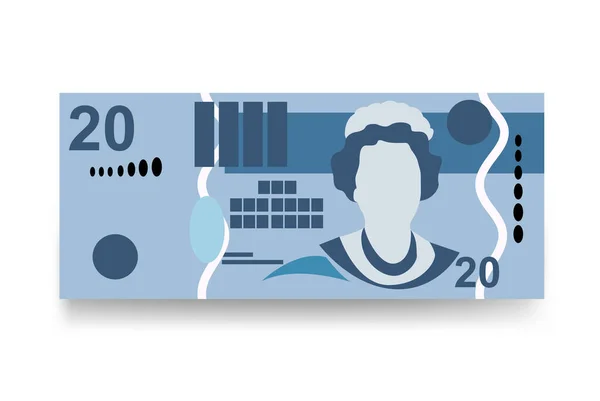 斐济元矢量图解 斐济货币组合捆扎钞票 Fjd 平淡的风格 被白色背景隔离 最简单的设计 — 图库矢量图片