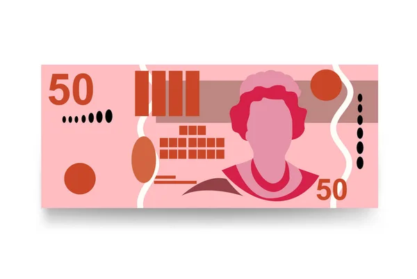 Ilustracja Wektora Dolara Fidżi Fidżi Zestaw Pieniędzy Pakiety Banknotów Papierowe — Wektor stockowy