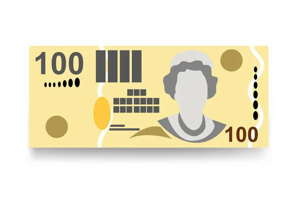 Fiji Dollar Vector Illustratie Fiji Geld Set Bundel Bankbiljetten Papiergeld — Stockvector