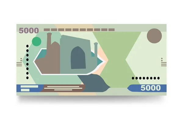 Вектор Сумы Узбекские Деньги Устанавливают Связки Банкнот Бумажные Деньги 5000 — стоковый вектор
