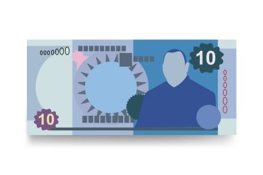 Tongan Paanga Vektör İllüstrasyonu. Tonga paanga para demet banknotlar koydu. Kağıt para 10 top. Düz stil. Beyaz arka planda izole edilmiş. Basit minimal tasarım.