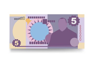 Tongan Paanga Vektör İllüstrasyonu. Tonga paanga para demet banknotlar koydu. Kağıt para 5 top. Düz stil. Beyaz arka planda izole edilmiş. Basit minimal tasarım.