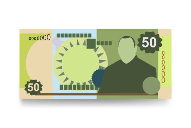 Tongan Paanga Vektör İllüstrasyonu. Tonga paanga para demet banknotlar koydu. Kağıt para, en fazla 50. Düz stil. Beyaz arka planda izole edilmiş. Basit minimal tasarım.