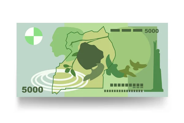 Oeganda Shilling Vector Illustratie Oegandese Geld Heeft Bankbiljetten Gebundeld Papiergeld — Stockvector