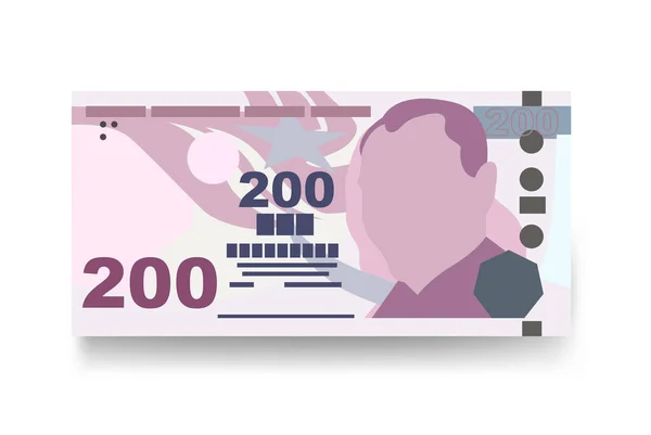 Ilustración Turca Lira Vector Paquete Billetes Turquía Dinero Papel 200 — Archivo Imágenes Vectoriales