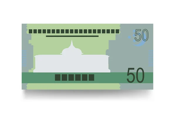 Туркменистан Новая Векторная Иллюстрация Маната Туркменские Деньги Устанавливают Связки Банкнот — стоковый вектор