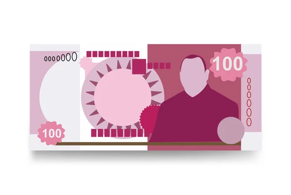 汤加潘加矢量图解 汤加庞加币组合捆扎钞票 纸币100托普 平淡的风格 被白色背景隔离 最简单的设计 — 图库矢量图片