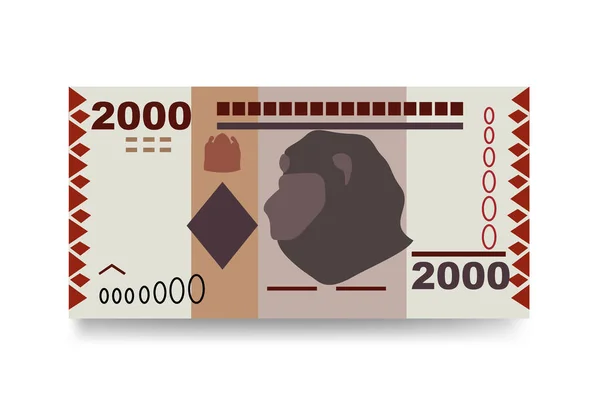 Tansania Shilling Vector Illustration Tansania Geld Set Bündel Banknoten Papiergeld — Stockvektor