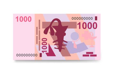 CFA Franc BCEAO Vektör İllüstrasyonu. Batı Afrika Frank 'ın parası tomar tomar banknotlar oluşturdu. Kağıt para 1000 Fr. Düz stil. Beyaz arka planda izole edilmiş. Basit minimal tasarım.