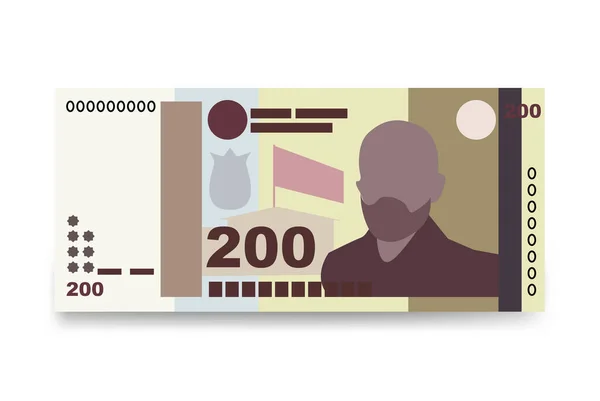 タジク ソモニベクトルイラスト タジキスタンのお金は紙幣を束ねた 紙幣200枚 フラットスタイル 白い背景に隔離されている シンプルなミニマルデザイン — ストックベクタ