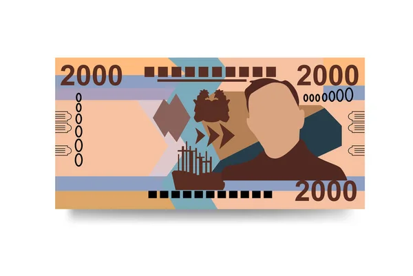 Leone Vector Illustration Sierra Leones Geldmenge Bündelt Banknoten Papiergeld 2000 — Stockvektor