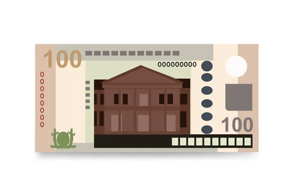 苏里南元矢量图解 苏里南货币套汇钞票 纸币100雷亚尔 平淡的风格 被白色背景隔离 最简单的设计 — 图库矢量图片