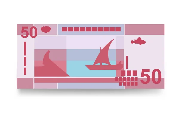 苏丹镑矢量图解 苏丹货币组合捆扎钞票 纸币50 Sdg 平淡的风格 被白色背景隔离 最简单的设计 — 图库矢量图片