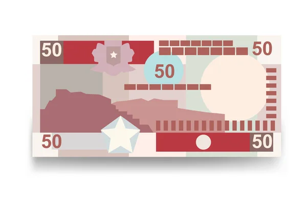 Somali Shilling Vector Illustration Деньги Сомали Складывают Банкноты Бумажные Деньги — стоковый вектор