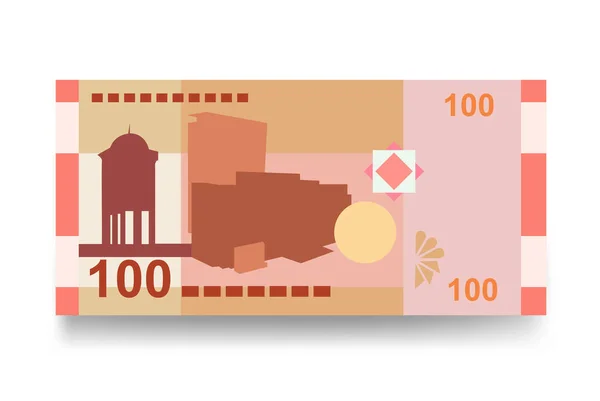叙利亚镑矢量图解 叙利亚货币组合捆扎钞票 纸币100 Syp 平淡的风格 被白色背景隔离 最简单的设计 — 图库矢量图片