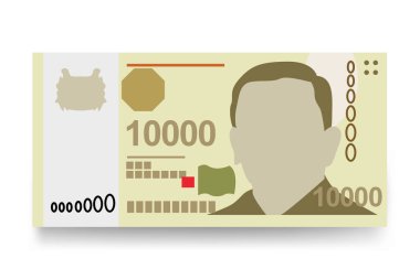 Singapur Doları Vektör İllüstrasyonu. Singapur, Brunei parası, tomarla para. Kağıt para 10000 SGD. Düz stil. Beyaz arka planda izole edilmiş. Basit minimal tasarım.