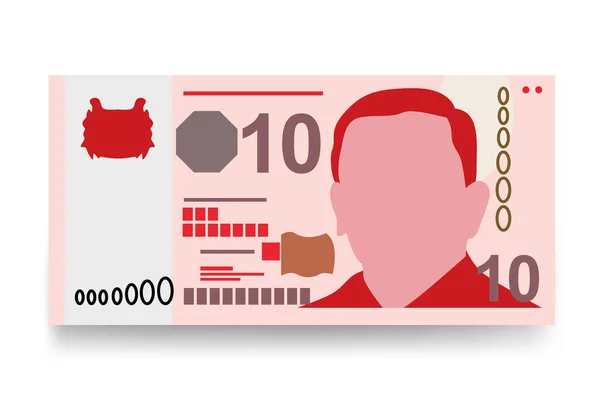 新加坡元矢量图解 新加坡 文莱货币套汇成捆钞票 纸币10 Sgd 平淡的风格 被白色背景隔离 最简单的设计 — 图库矢量图片