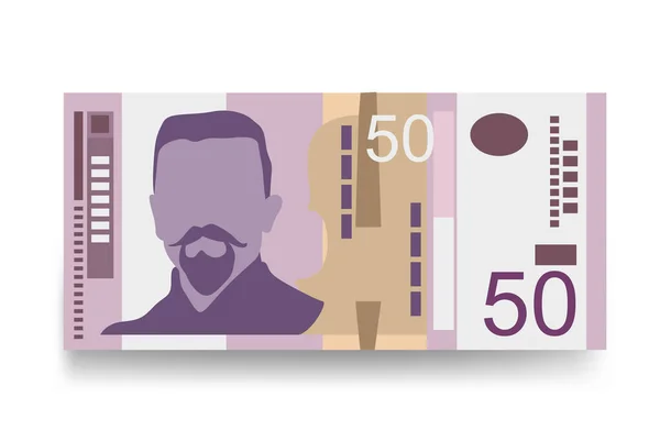 Serbian Dinar Vector Illustration Сербия Косовские Деньги Обменивают Банкноты Бумажные — стоковый вектор