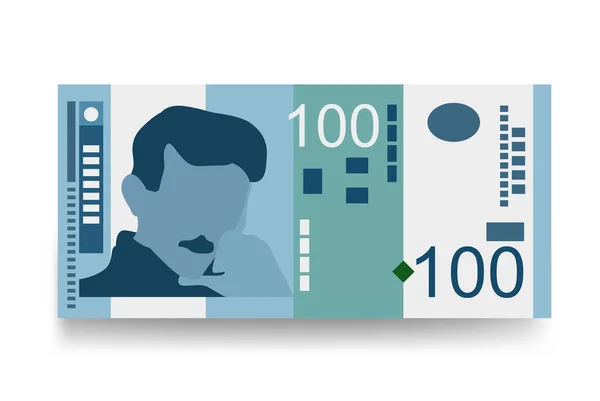Serbska Ilustracja Wektora Dinara Serbia Kosowo Pieniądze Ustawiają Pakiety Banknotów — Wektor stockowy