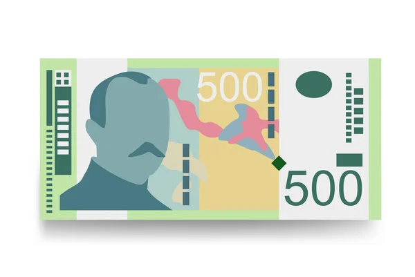 세르비아의 Dinar Vector Illustration 세르비아 코소보 지폐를 곳이었다 500 Rsd — 스톡 벡터