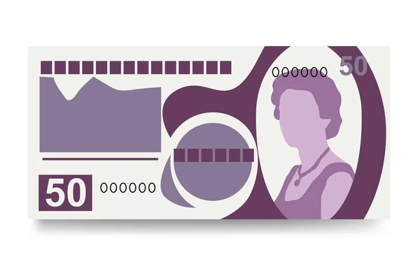 セイシェルルピーベクトルイラスト セーシェルのお金は銀行券をセット 紙幣50 Scr フラットスタイル 白い背景に隔離されている シンプルなミニマルデザイン — ストックベクタ