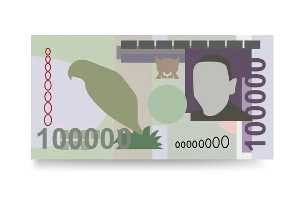 ドブラベクトルイラスト それでトムとプリンセスは銀行券をセットした 紙幣100000 Stn フラットスタイル 白い背景に隔離されている シンプルなミニマルデザイン — ストックベクタ