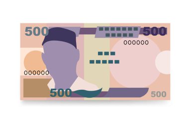 Nijerya Naira Vektör İllüstrasyonu. Nijerya parası tomarla para ayarladı. Kağıt para 500 NGN. Düz stil. Beyaz arka planda izole edilmiş. Basit minimal tasarım.
