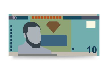 Namibya Doları Vektör İllüstrasyonu. Namibya parası tomarla para biriktirdi. Kağıt para 10 NAD. Düz stil. Beyaz arka planda izole edilmiş. Basit minimal tasarım.