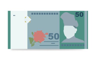Malezya Halkası Vektör İllüstrasyonu. Malezya, Endonezya, Filipinler, Tayland, Vietnam... Kağıt para 50 milyon. Düz stil. Beyaz arkaplanda izole.