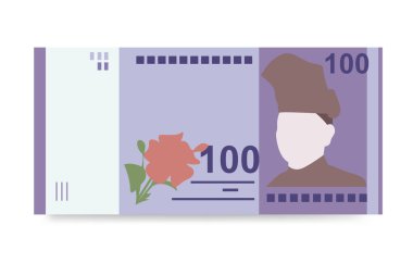 Malezya Halkası Vektör İllüstrasyonu. Malezya, Endonezya, Filipinler, Tayland, Vietnam... Kağıt para 100 milyon. Düz stil. Beyaz arkaplanda izole.