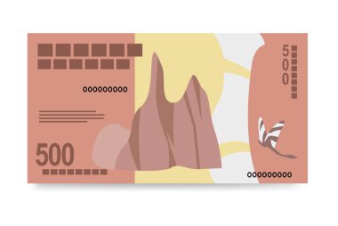 Malagasy Ariary Vektör İllüstrasyonu. Madagaskar parası tomarla para biriktirdi. Kağıt parası 500 MGA. Düz stil. Beyaz arkaplanda izole.