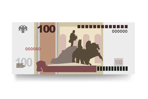 Russische Roebel Vector Illustratie Rusland Geld Bundelt Bankbiljetten Papiergeld 100 — Stockvector