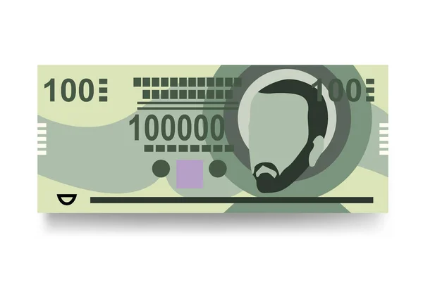 パラグアイのグアラニ ベクトルイラスト パラグアイのお金は銀行券をセット 紙幣100000 Pyg フラットスタイル 白い背景に隔離されている シンプルなミニマルデザイン — ストックベクタ