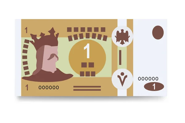 摩尔多瓦Leu Vector Illustration 摩尔多瓦货币组合捆扎钞票 纸币1 Mdl 平淡的风格 被白色背景隔离 最简单的设计 — 图库矢量图片