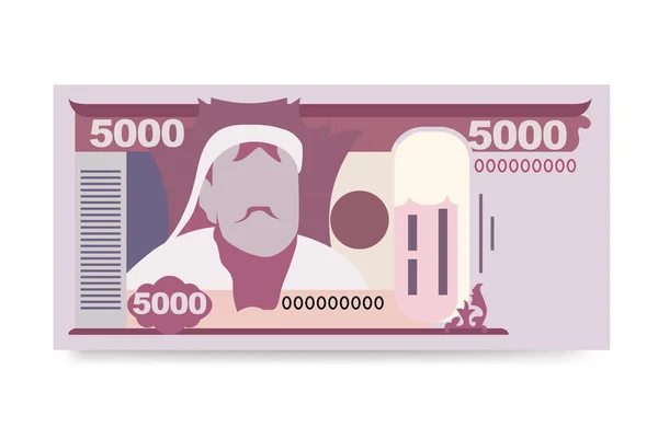 Mongolia Tugrik Vector Illustration Dinero Mongolia Fijó Los Billetes Del — Vector de stock