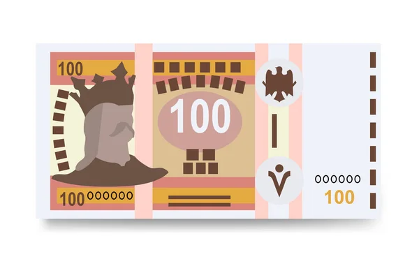 摩尔多瓦Leu Vector Illustration 摩尔多瓦货币组合捆扎钞票 纸币100百万迪拉姆 平淡的风格 被白色背景隔离 最简单的设计 — 图库矢量图片