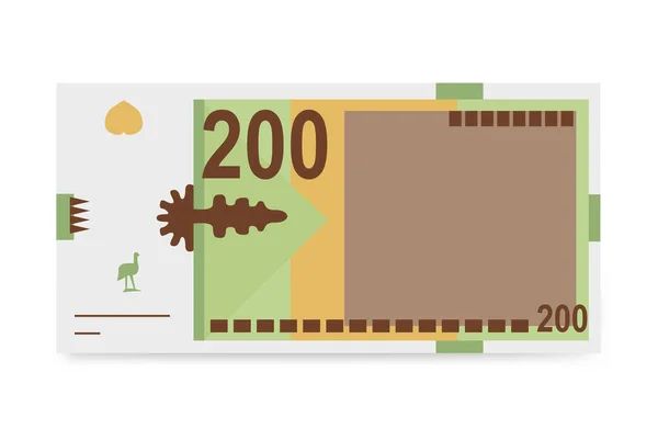 Mazedonische Denar Vector Illustration Nordmazedoniens Geldmenge Bündelt Banknoten Papiergeld 200 — Stockvektor