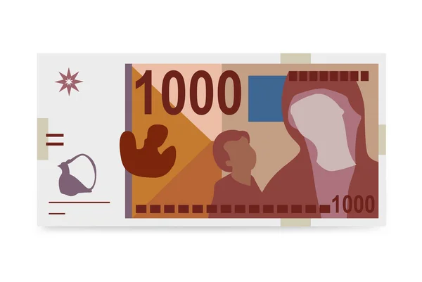 Macedonian Denar Vector Illustration Nordmakedonska Pengar Sätter Buntsedlar Papperspengar 1000 — Stock vektor