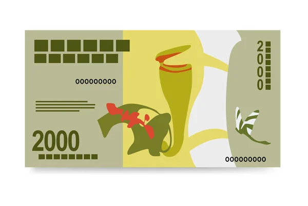 Madagassische Ariary Vector Illustration Madagaskars Geldmenge Bündelt Banknoten Papiergeld 2000 — Stockvektor