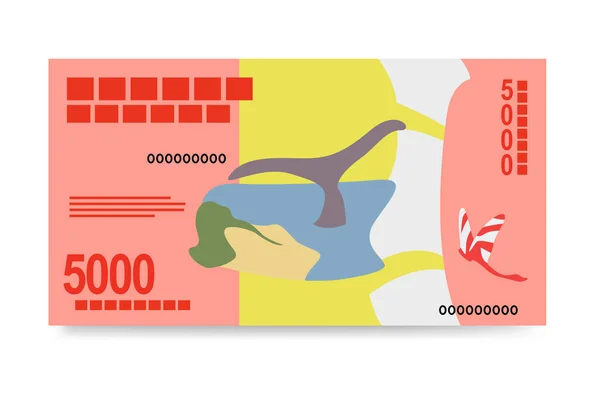 Madagassische Ariary Vector Illustration Madagaskars Geldmenge Bündelt Banknoten Papiergeld 5000 — Stockvektor